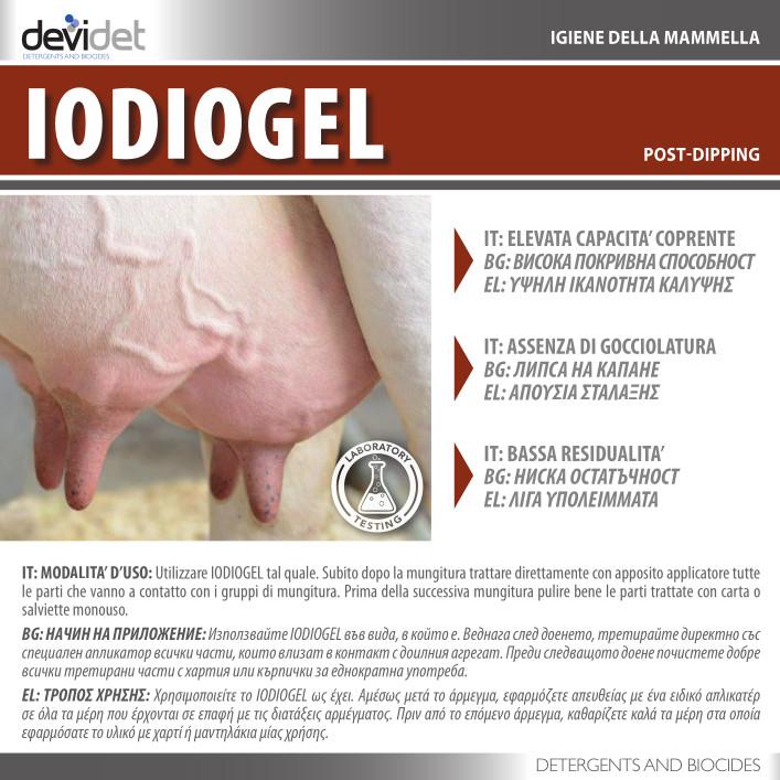 zootecnia igiene della mammella post dipping dettaglio etichetta gel a base di iodio Iodiogel Devidet